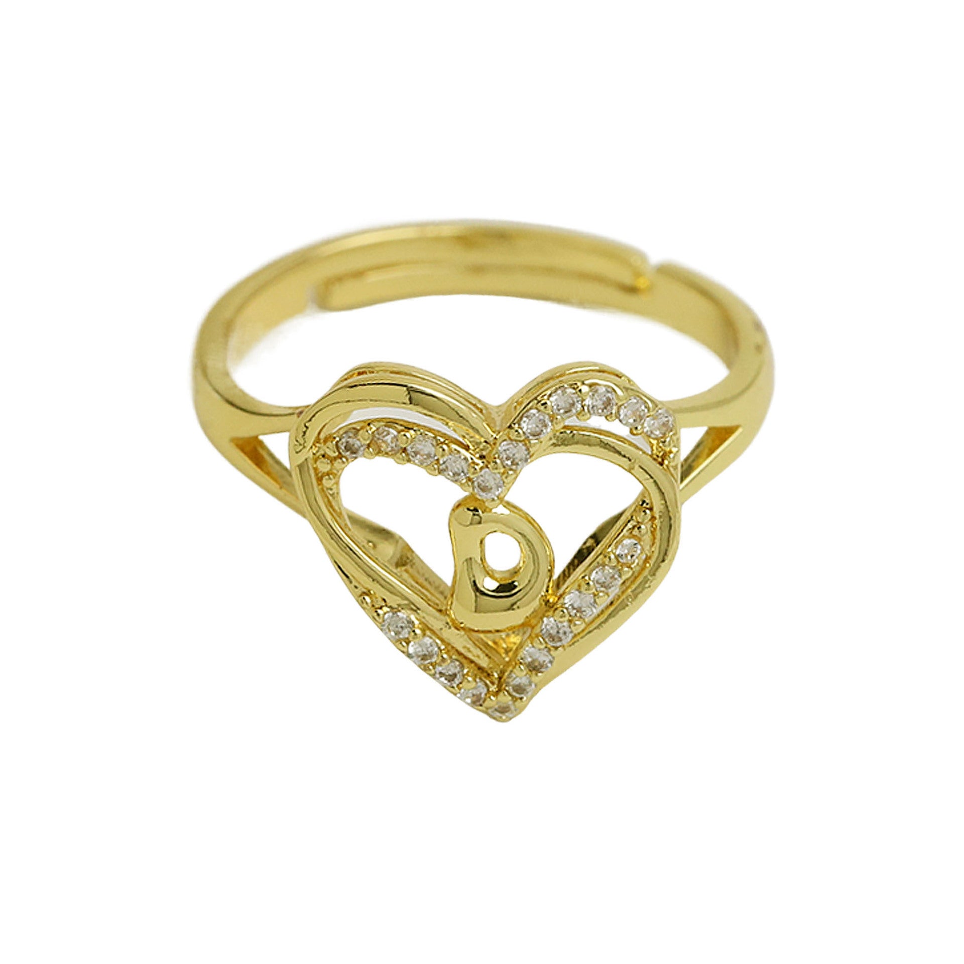 Wholesale  gold love heart-shaped 26 English letters open heart fashion  ring