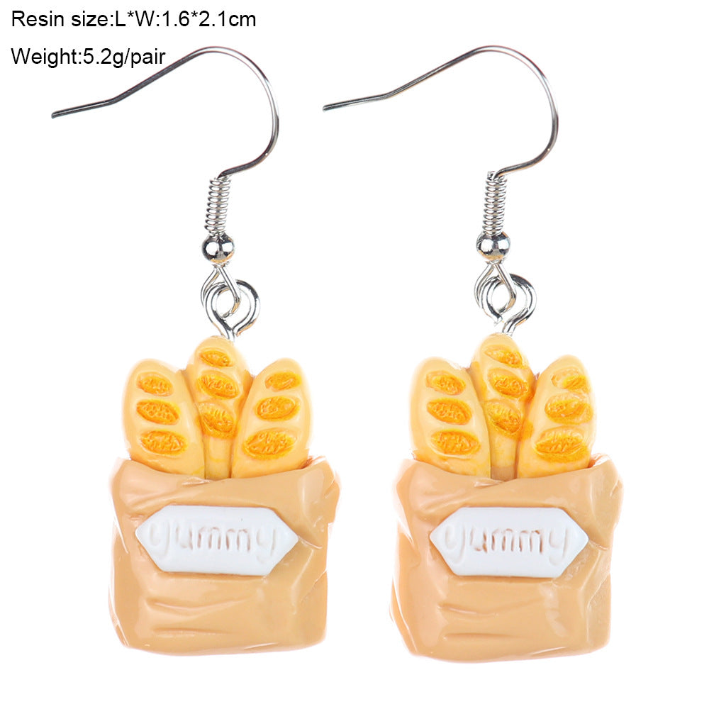 Wholesale  Fun Cute Cartoon Tray Pastry Food Play Earrings
