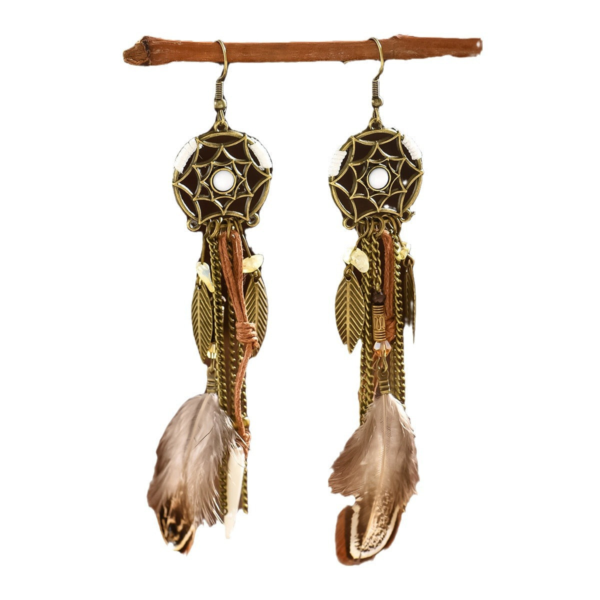 Wholesale American Independence Day Dream Catcher Feather Leaves Earrings ACC-ES-MT008