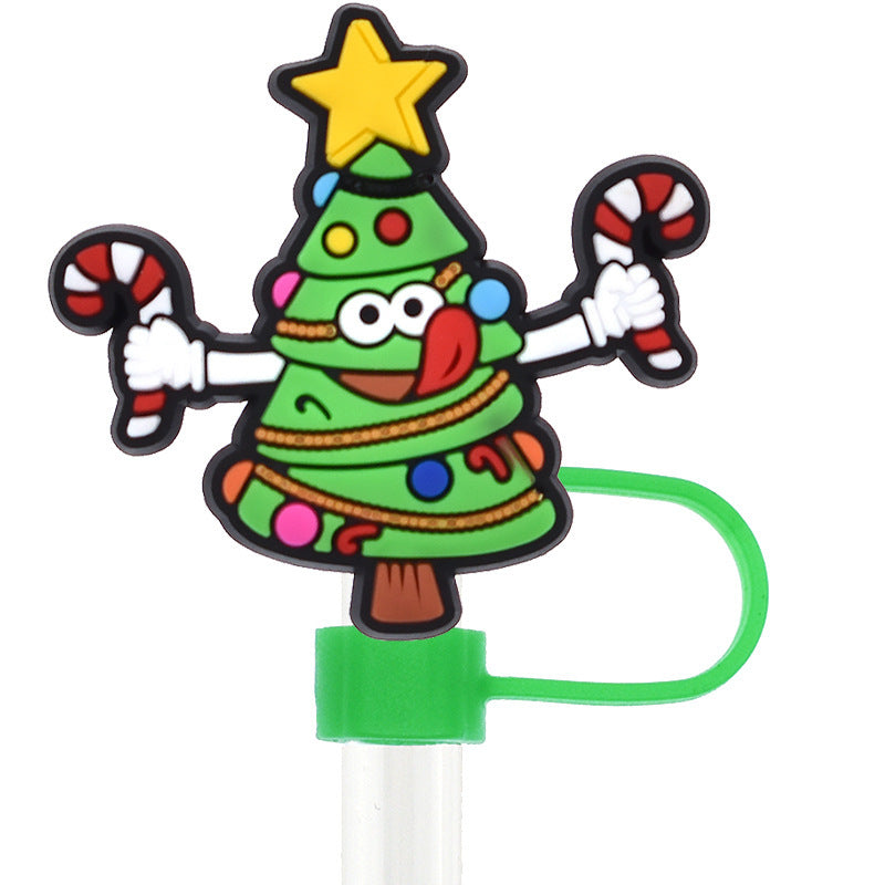 Wholesale 10pcs Christmas Series 10mm Straw Cover Straw Tube Cap