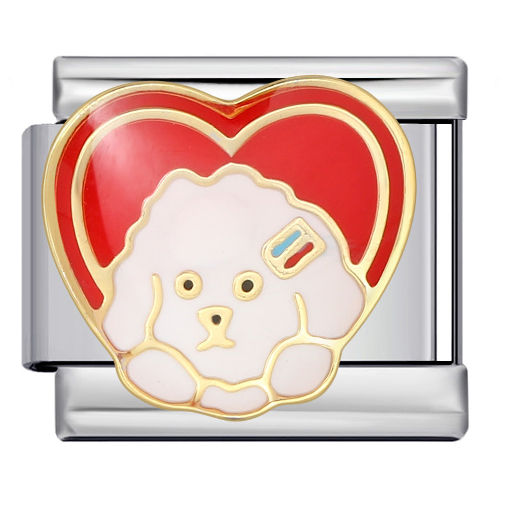 Wholesale  Italian Charm Bracelet 9mm DIY gold and silver pet dog series  Creative Stainless Steel Composable Bracelet