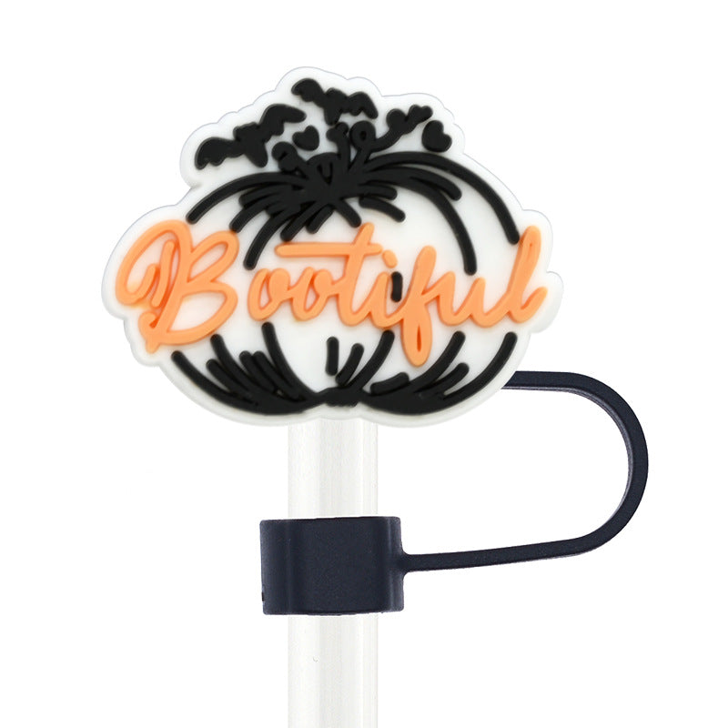 Wholesale Random 100pcs Halloween 10mm PVC Soft Straw Tube Cap ACC-SCR-RYY070