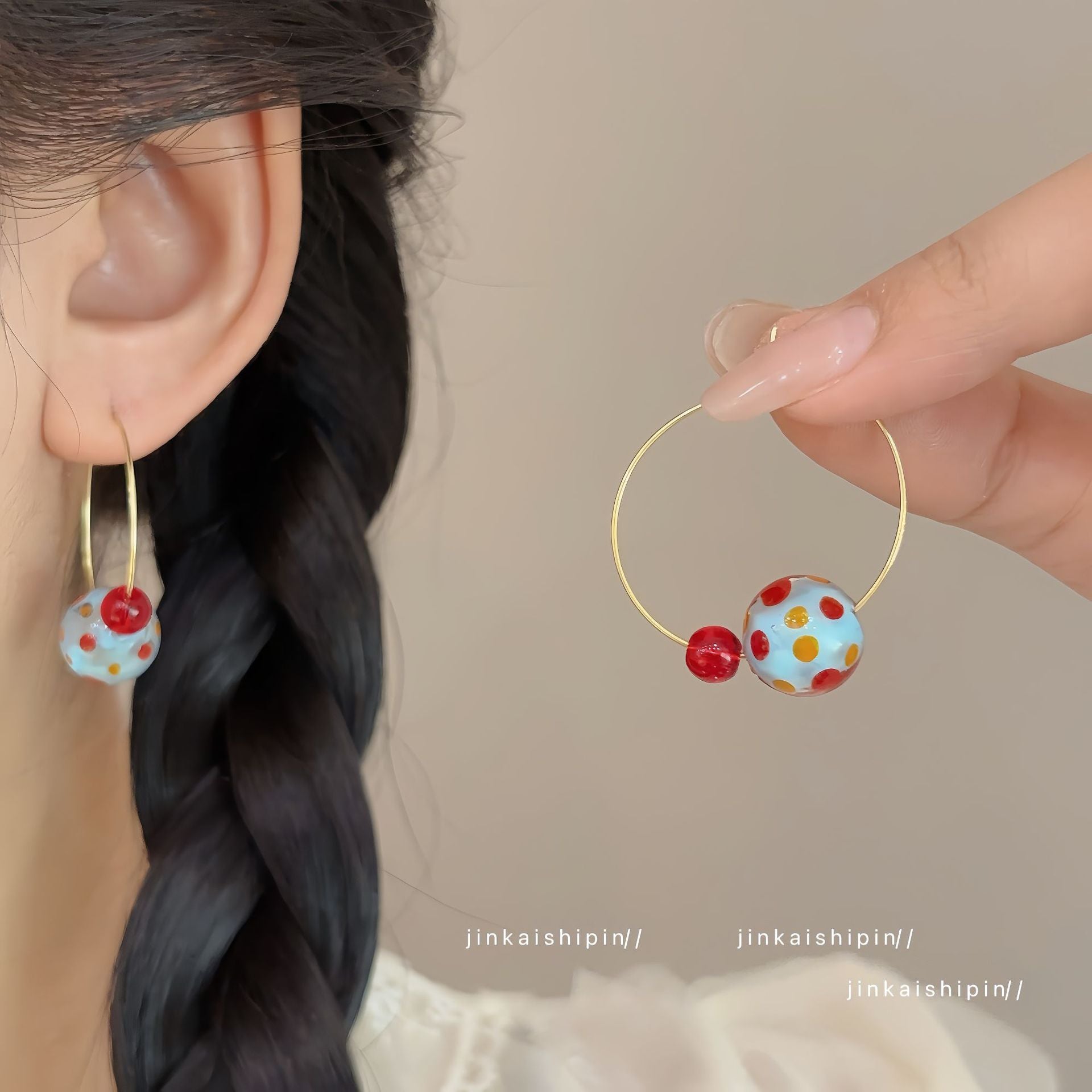 Wholesale Mixed color ball earrings