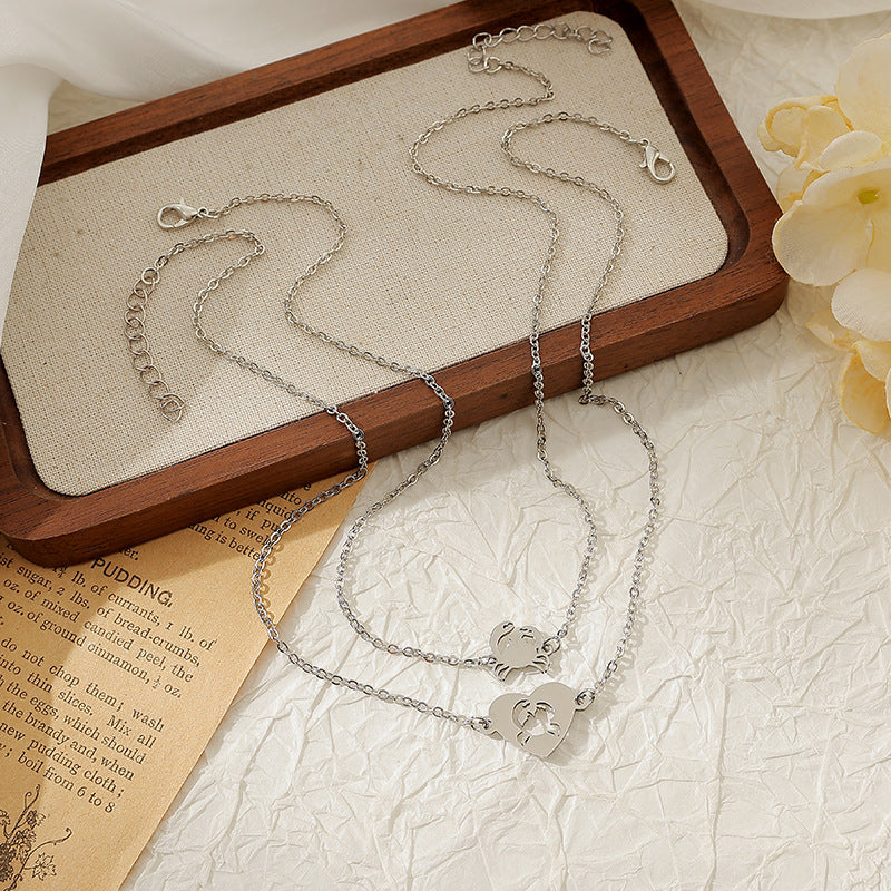 Wholesale Stainless Steel Necklace Clavicle Chain Hollow Love Unicorn Necklace