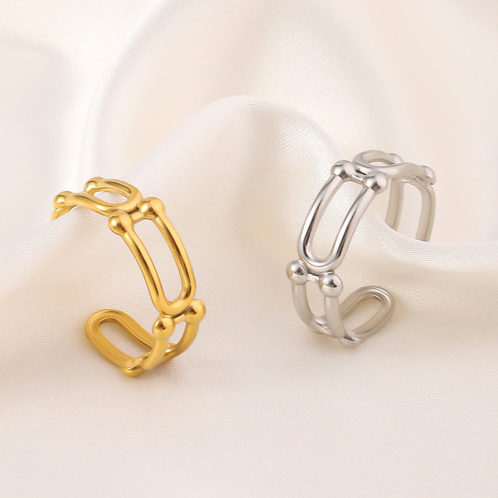 Wholesale Titanium Steel  Ring Opening Ring U-Shaped Retro Ring