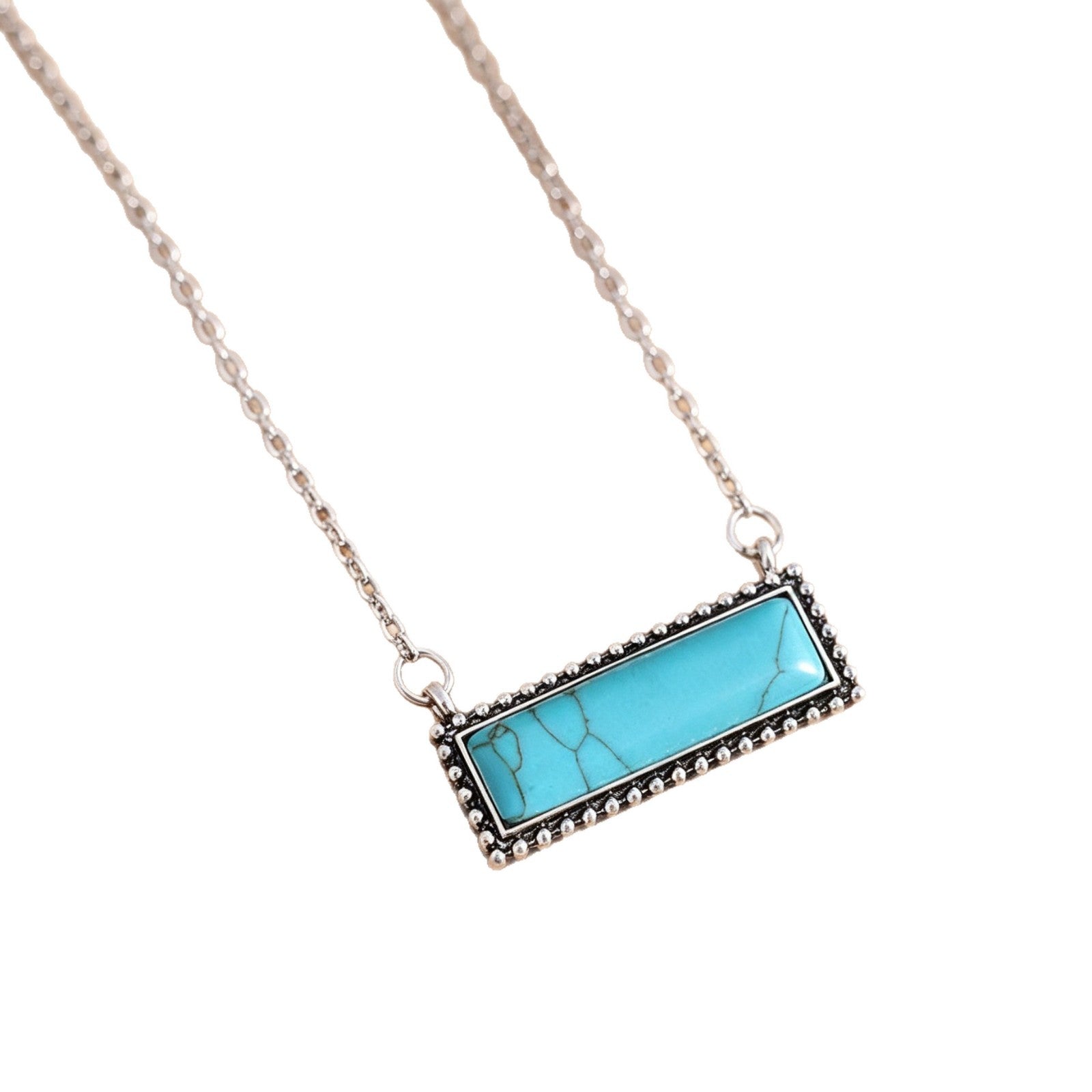 Wholesale Boho Distressed Turquoise Pendant Necklace Geometric Lightning Design Fashion Accessory Gift For Boutique Resale
