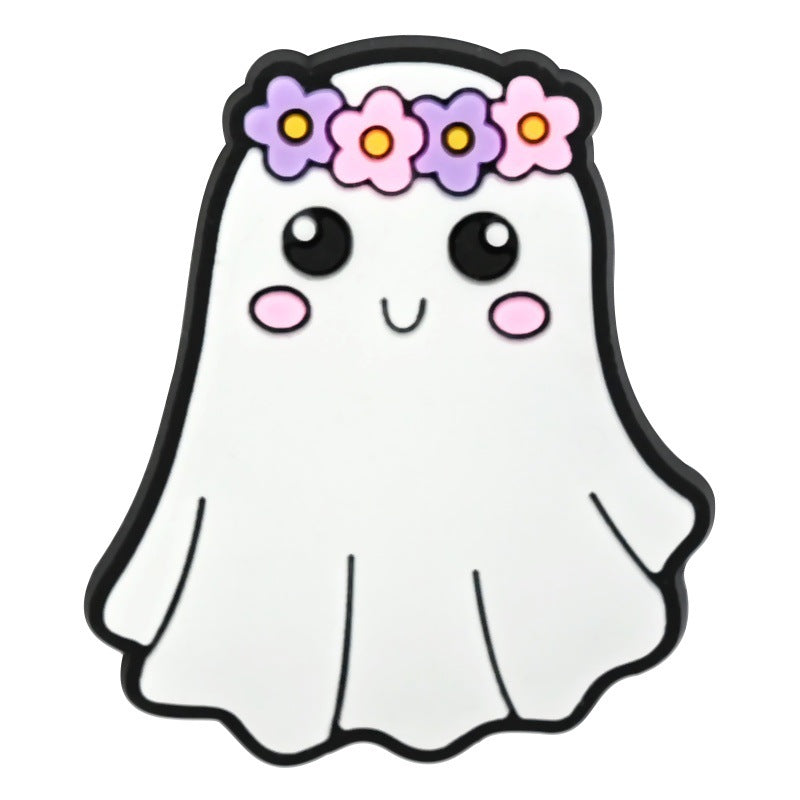 Wholesale  Random 100pcs Cute Cartoon Ghost PVC Soft Rubber Shoe Buckle Decoration