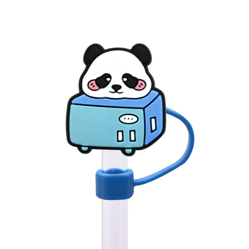 Wholesale Random 100pcs Cute Cartoon Panda Straw Cover 10MM Straw Tube Cap