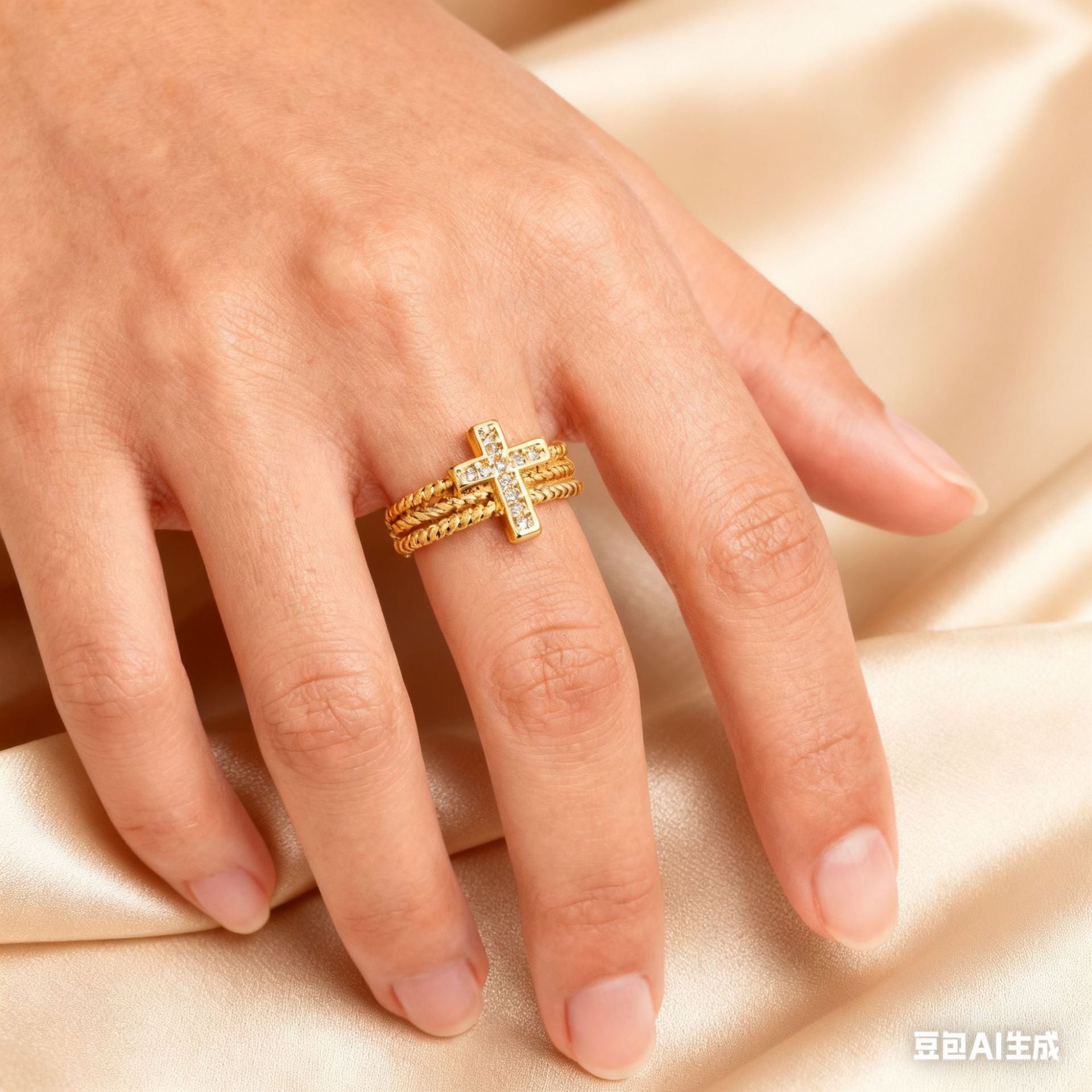 Wholesale  Cross Zircon Open Ring Fashion Accessory for Women