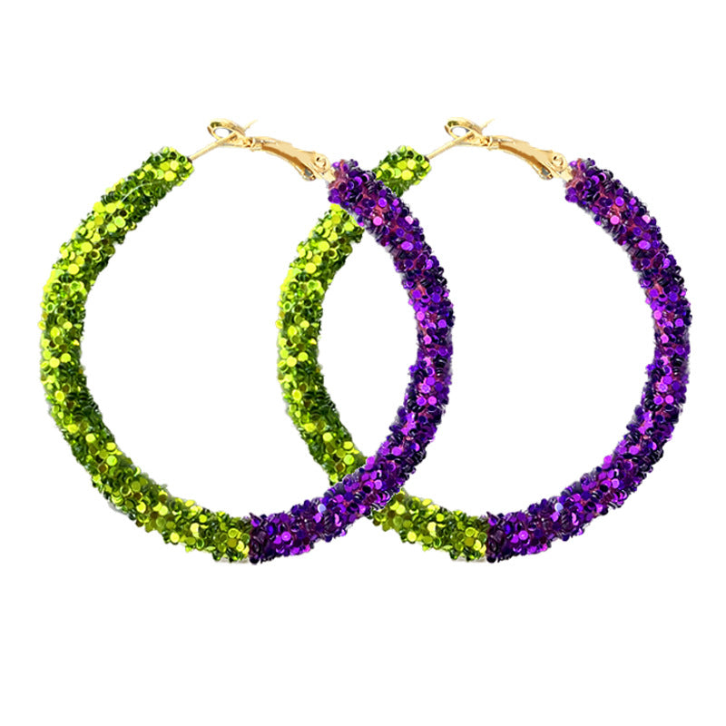 Wholesale 2pcs/ pack Carnival Glitter Tassel Feather Earrings