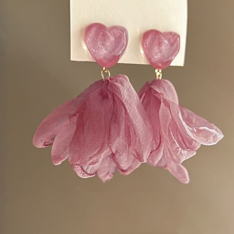 Wholesale Blue Retro Glaze Rose Flower Zircon Earrings