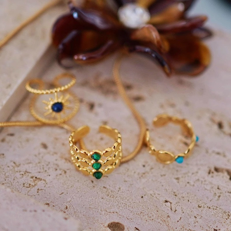 Wholesale Trendy Egyptian Style Multi-Layer Open Ring Copper Star Motif Jewelry Accessory