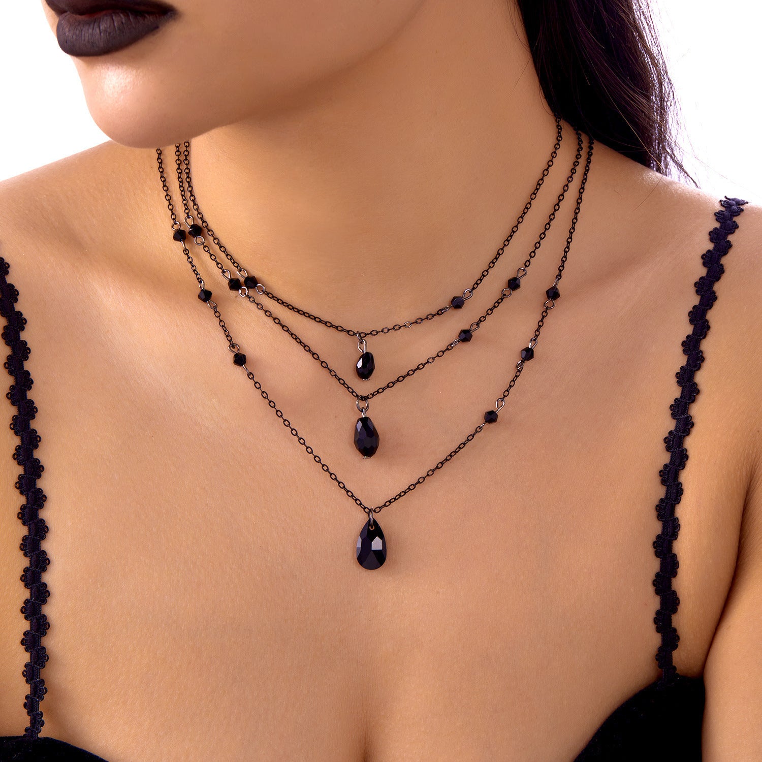 Wholesale Retro gothic blood dripping tassel necklace bracelet set