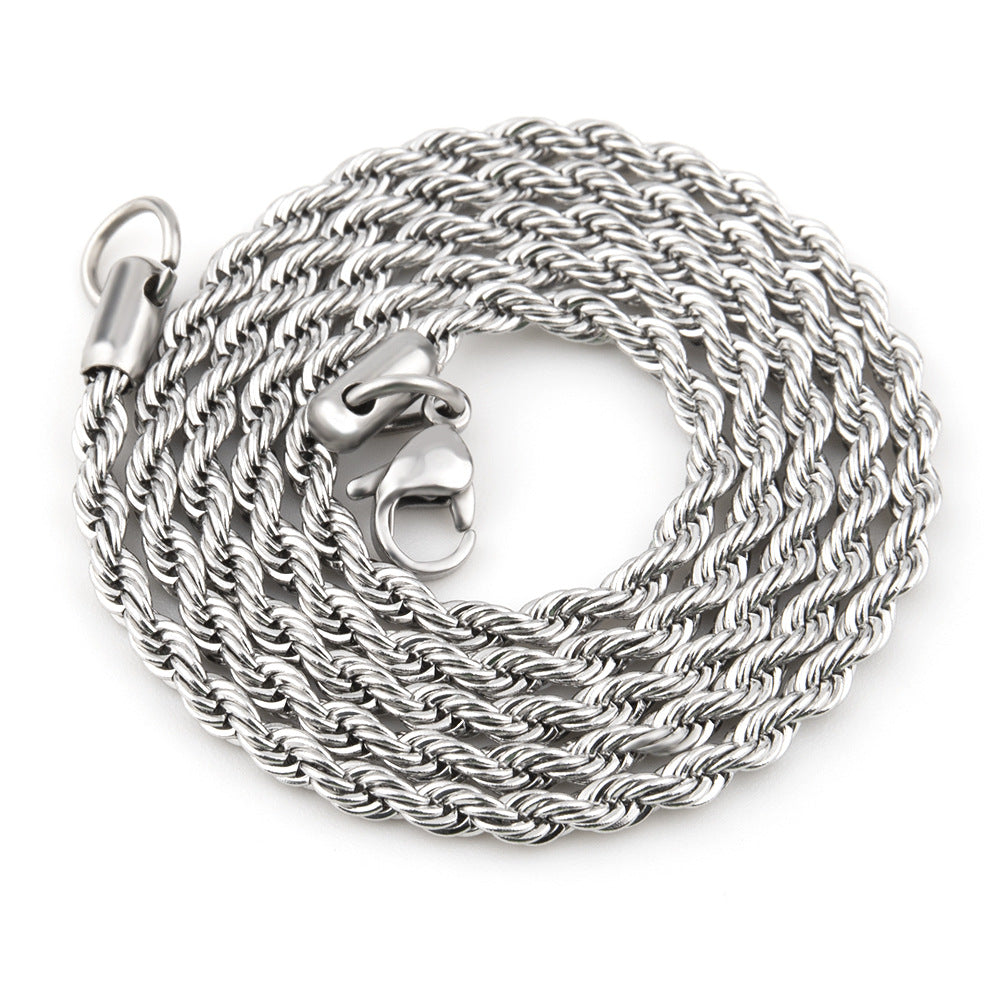 Wholesale Stainless Steel Fried Dough Twists Men's Necklace ACC-NE-Zhirui004