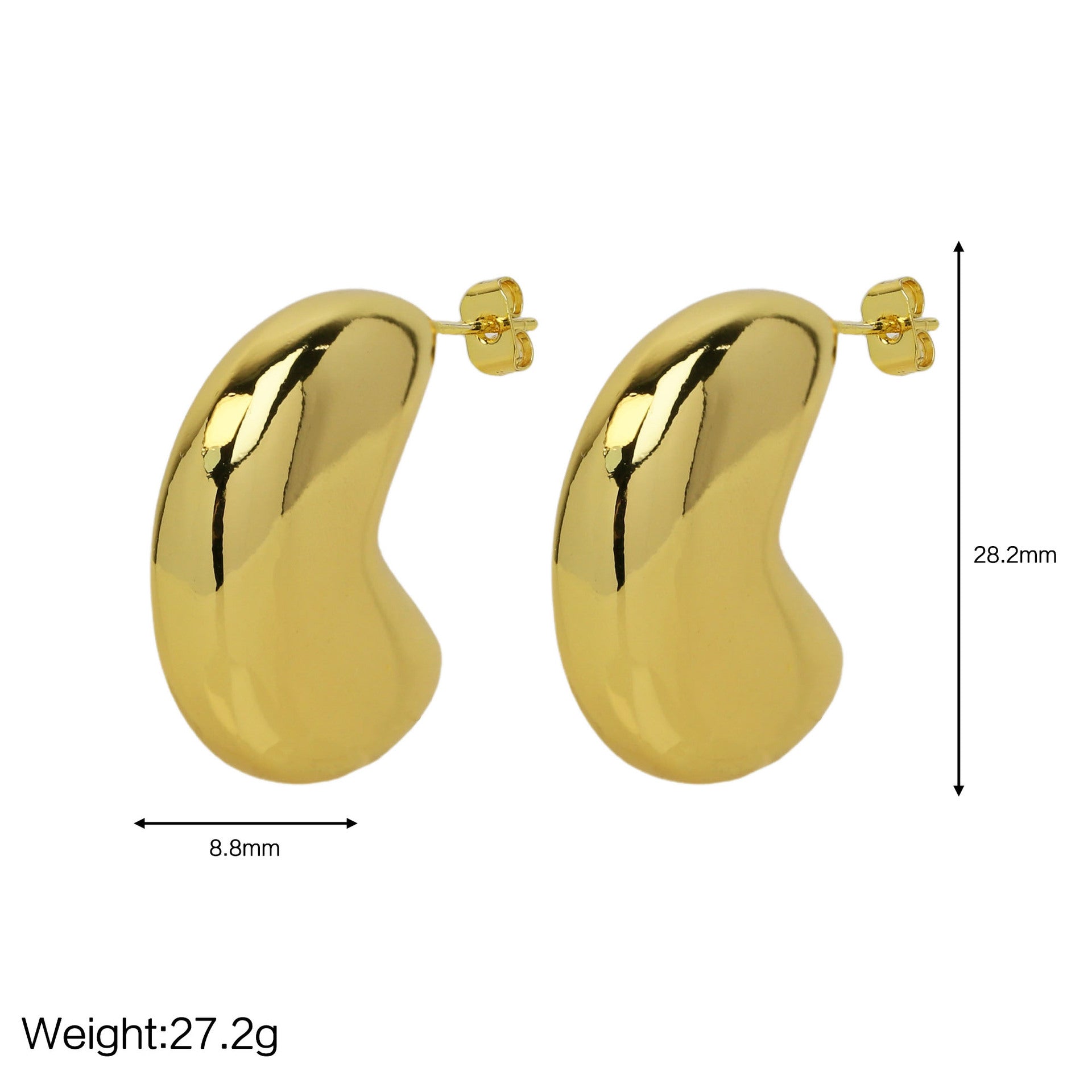 Wholesale 18k gold brass smooth exaggerated three-dimensional simple large earrings
