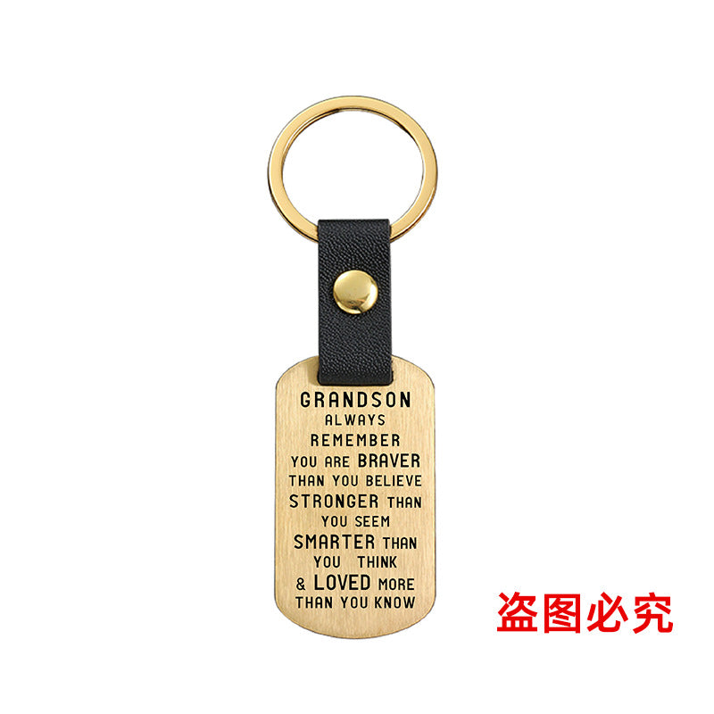 Wholesale Family Gifts Grandchildren Metal Leather Keychains ACC-KC-GangGu025
