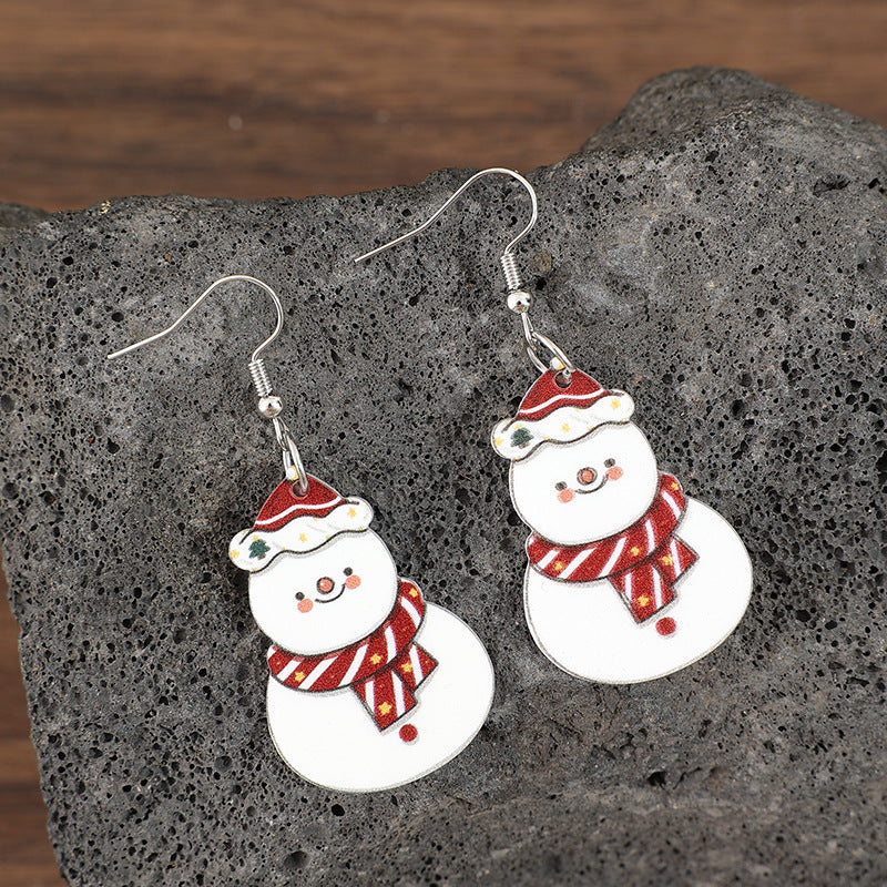 Wholesale Cute Snowman Christmas Acrylic Earrings Party Jewelry Accessory
