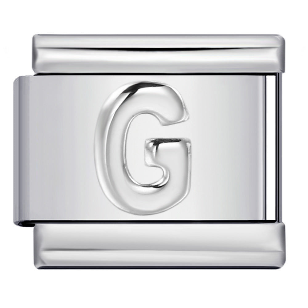 Wholesale  Italian Charm Bracelet 9mm DIY convex 26-letter  Creative Stainless Steel Composable Bracelet