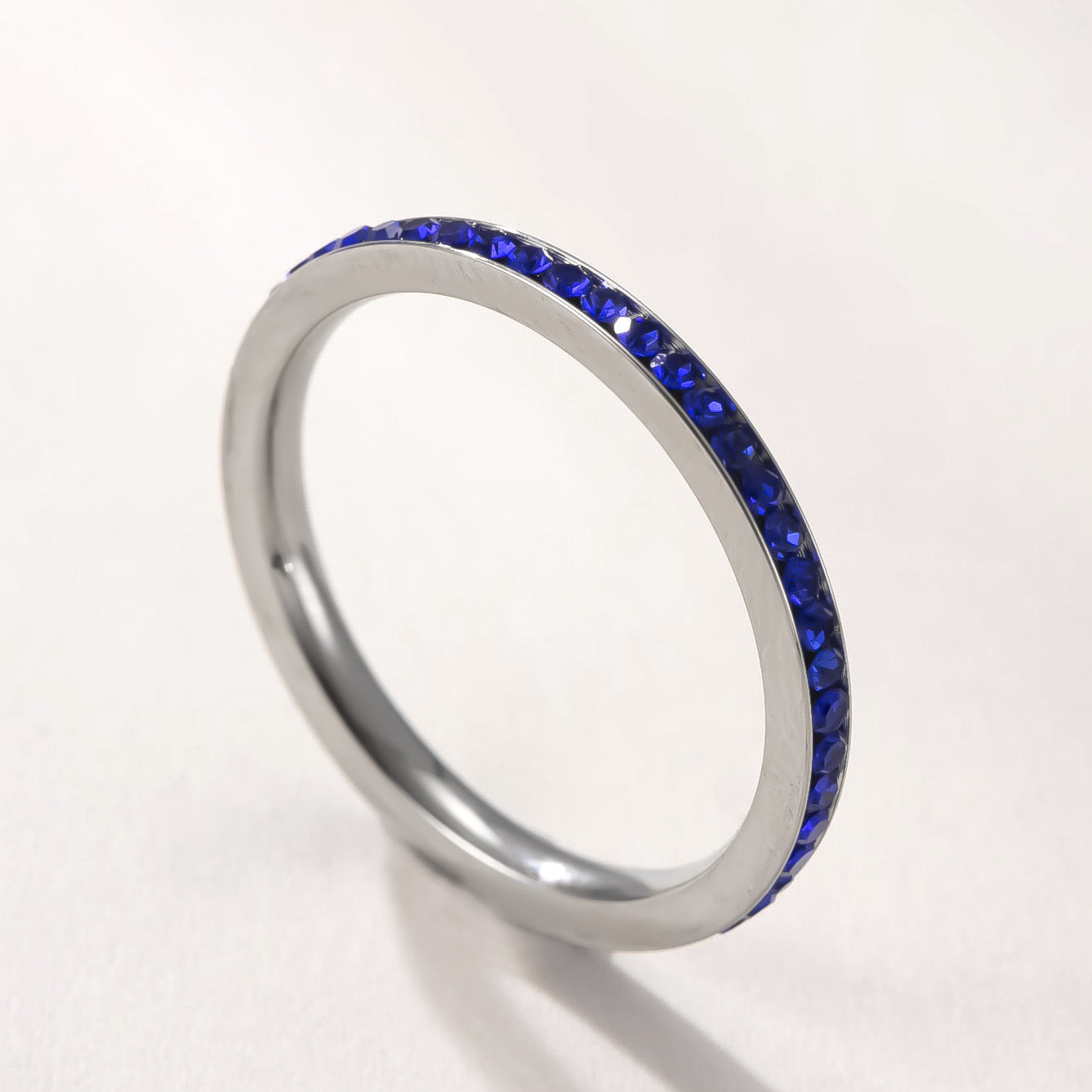 Wholesale Stainless Steel 2Mm Colored Diamond Couple Ring Chic Geometric Unisex Jewelry Accessory Gift