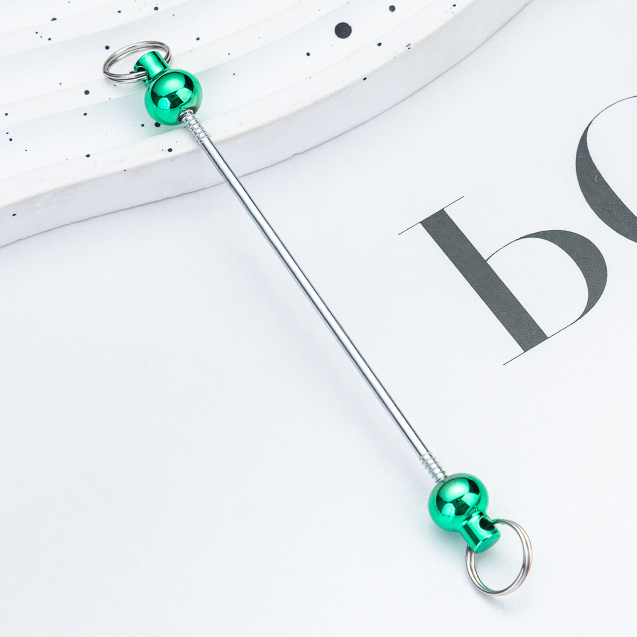 Wholesale  DIY beadable  gradient color handmade beaded keychain