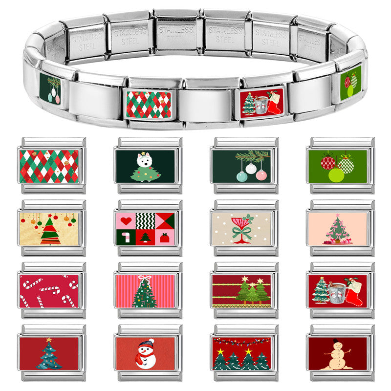Wholesale 9mm Italian Charm Starter Bracelets DIY Christmas Stainless Steel Composable Bracelet