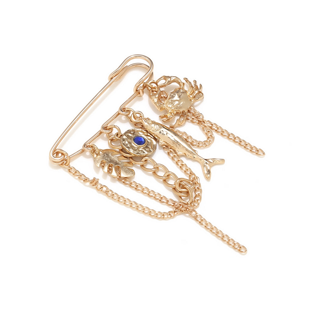 Wholesale Enamel Crab,  Tropical Fish,  and Leaf Brooch — Marine Animal Elements