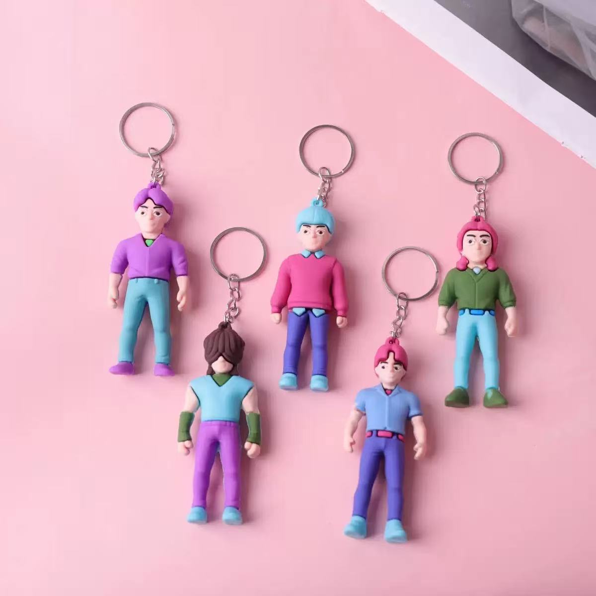 Wholesale PVC soft glue witch hunting girl group surrounding key chain