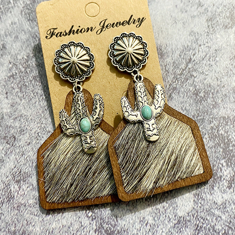 Pendientes retro occidentales retro al por mayor Pendientes de cuero de cuero bohemio