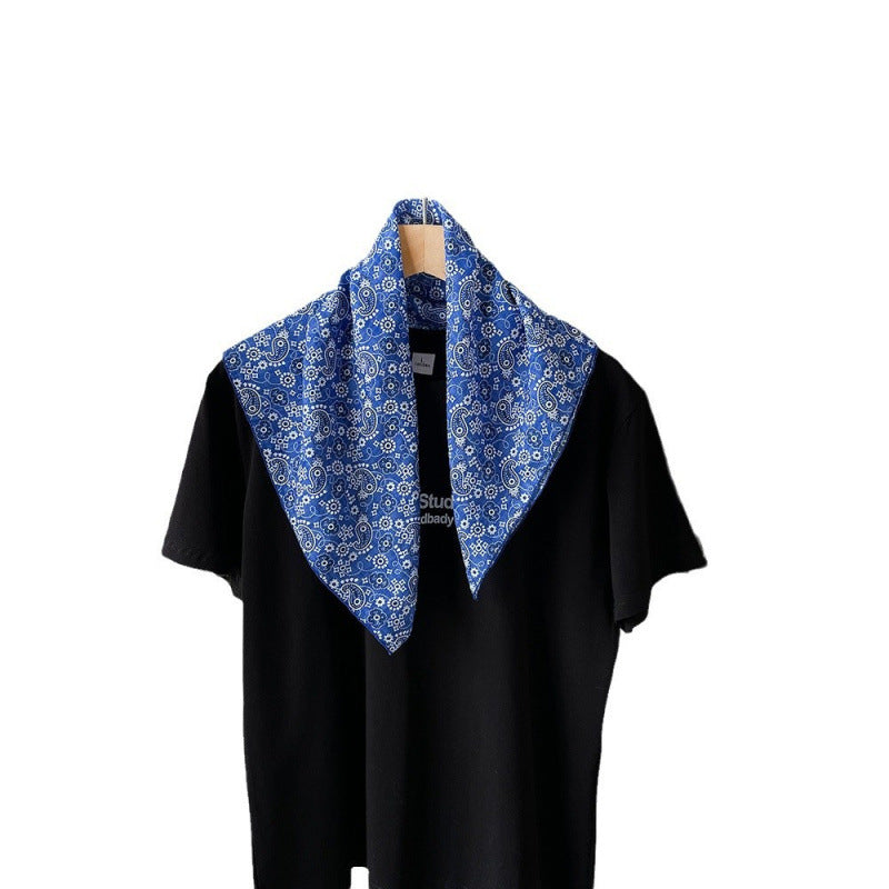 Wholesale Cotton blue cashew scarf small square scarf