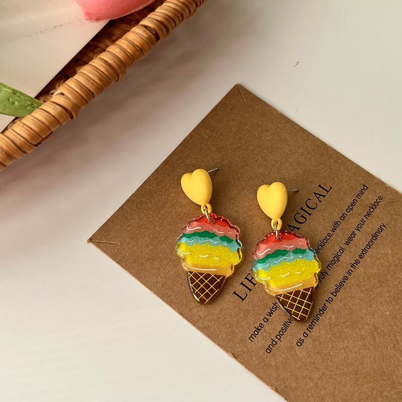 Wholesale Ice Cream Girl Cute Acrylic Earrings