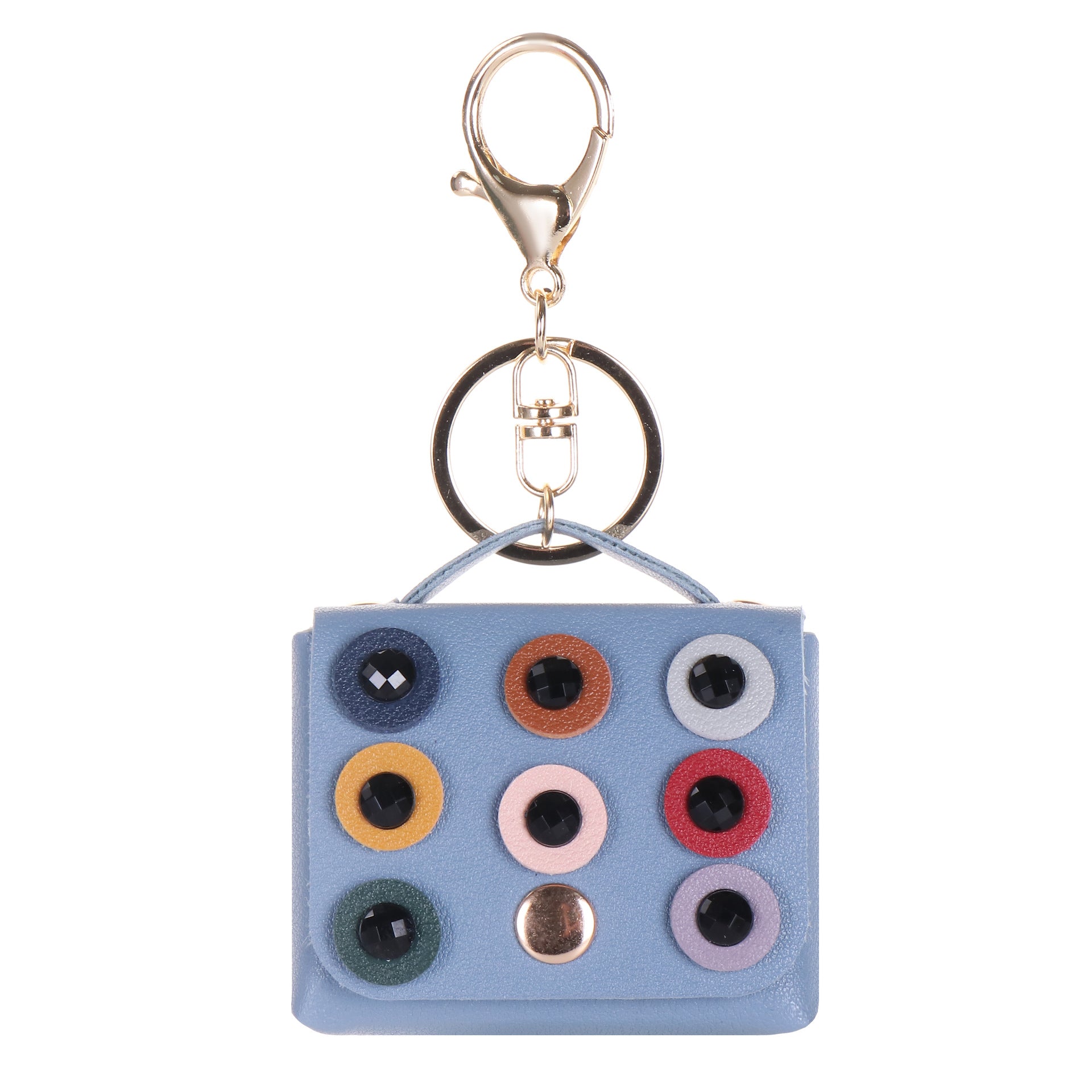 Wholesale Classic Round Diamond Black Leather Bluetooth Earbud Case Keychain Decorative Car Key Accessory Gift For Wedding Boutique Resale