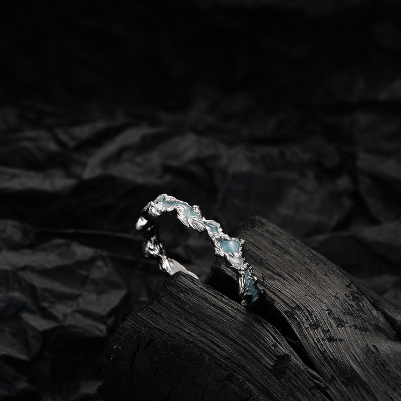 Wholesale Mint Blue Ice Lake Series Frosted Texture Glue Dropping Ring