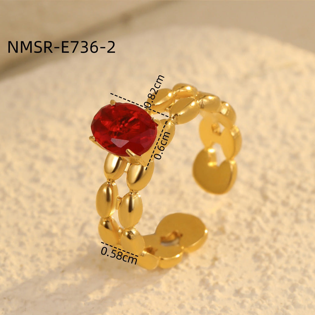 Wholesale  inlaid zircon stainless steel ring does not fade 18K gold plated rings