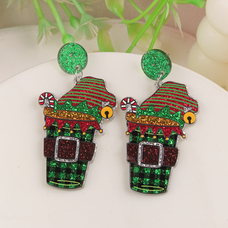 Wholesale Cartoon Creative Christmas Series Elk Gloves Acrylic Earrings