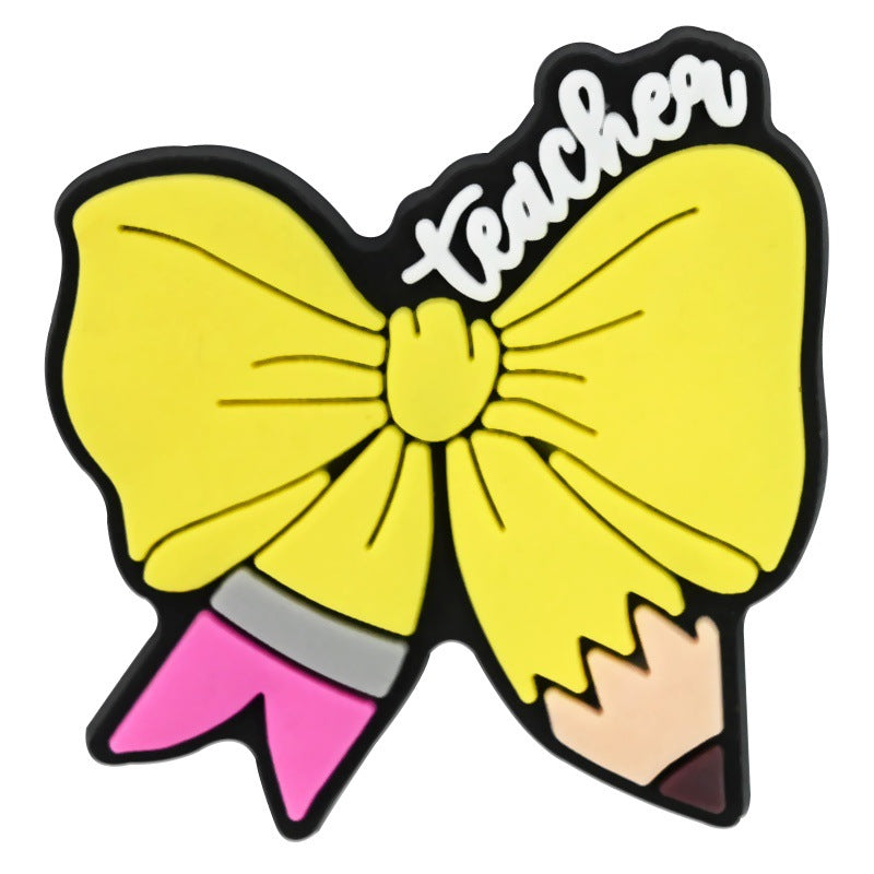 Wholesale  Random 100pcs Teacher' s Day Series  PVC Soft Rubber Shoe Buckle Decoration