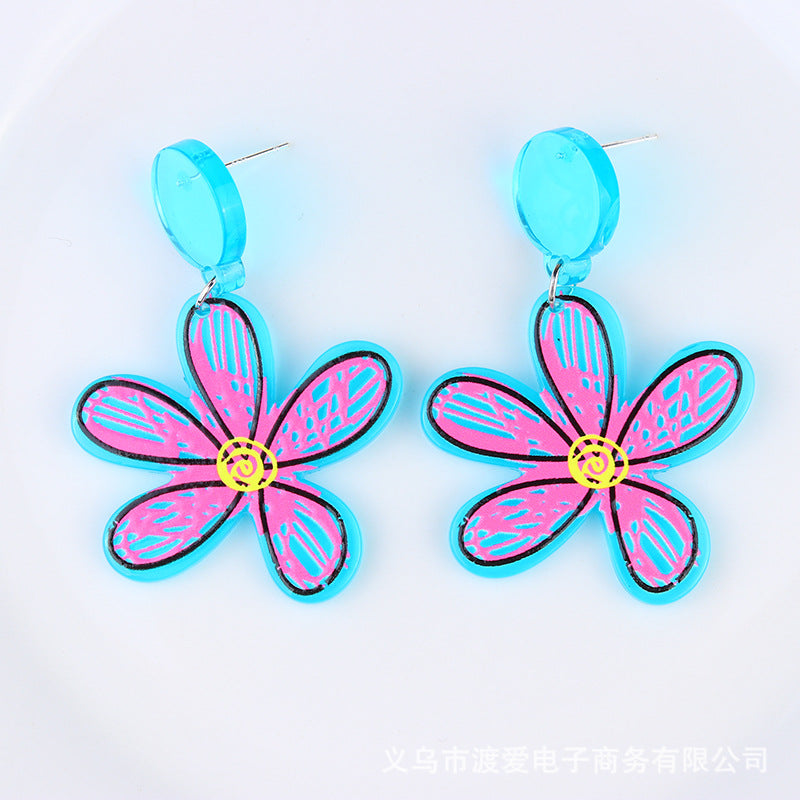 Wholesale Valentine's Day Sunflower Acrylic Earrings