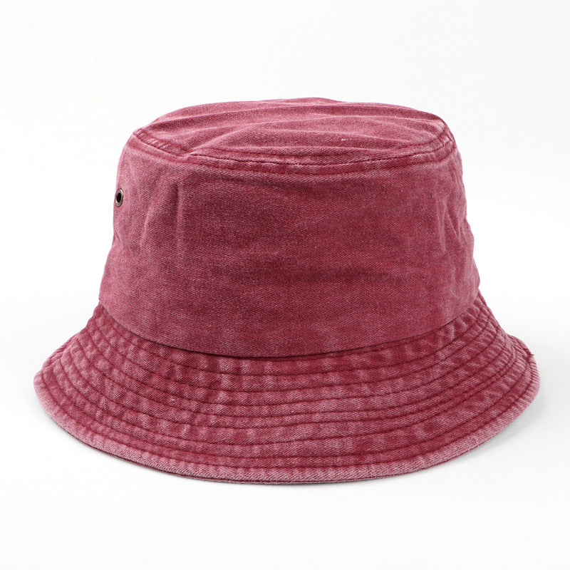 Wholesale Washed Light Basin Hat Cotton Solid Color Retro Bucket Hat ACC-HT-LueLan008
