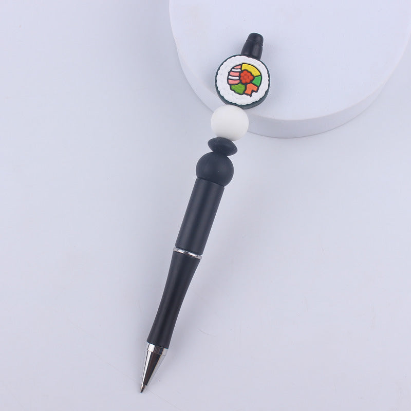 Wholesale  creative handmade cartoon fruit silicone color plastic beaded pen