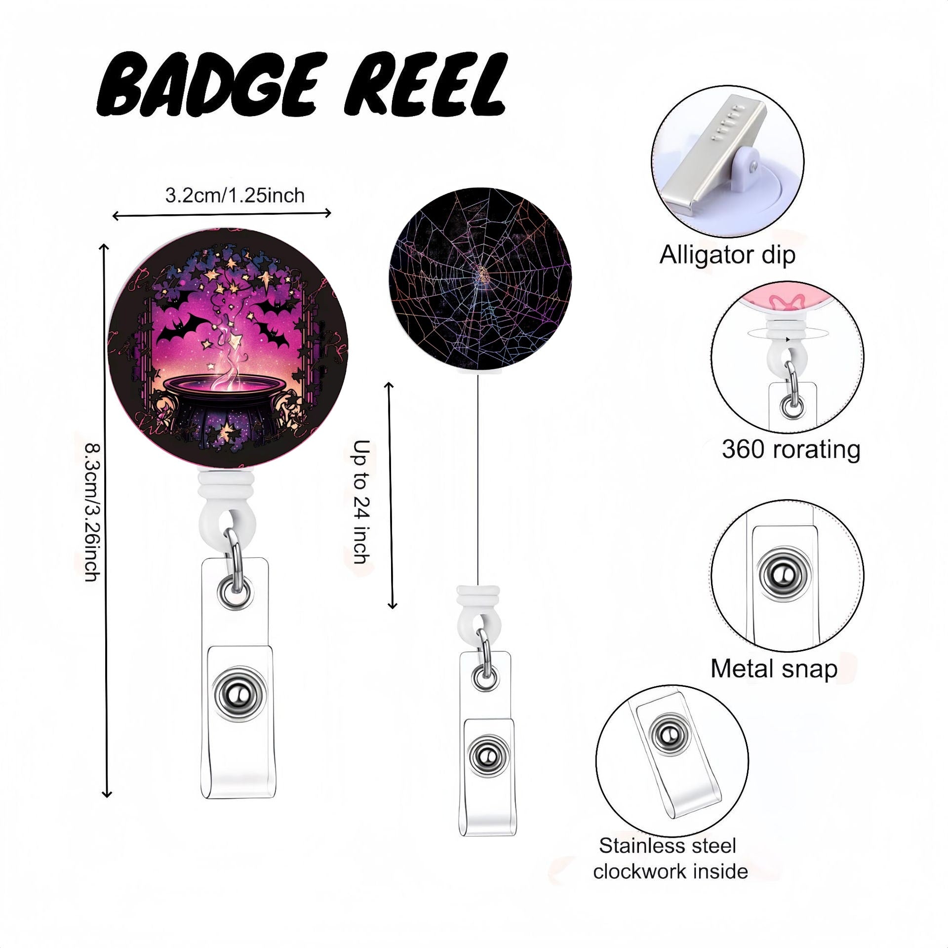 Wholesale Halloween Acrylic Retractable Clip Badge Keychain