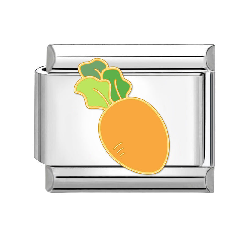 Wholesale Italian Charm Bracelet 9mm DIY Splicing Fruits and Vegetables Stainless Steel Composable Bracelet