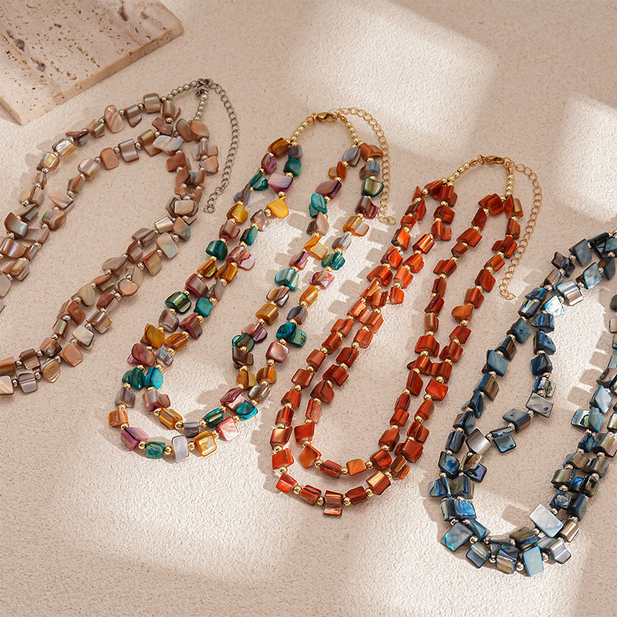 Wholesale Irregular Shell Bead Clavicle Necklace,  Resort Style Geometric Handmade Jewelry Accessory for Women