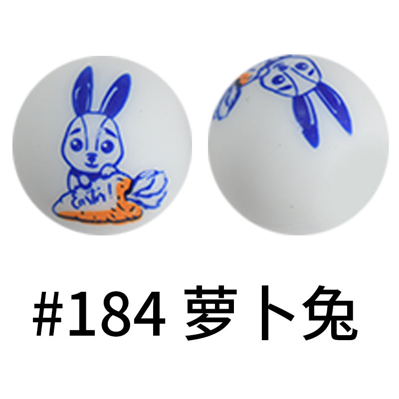 Wholesale 50pcs Western Style Leopard Skull Color Aztec Printed Silicone Balls Beads ACC-BDS-HeSheng005