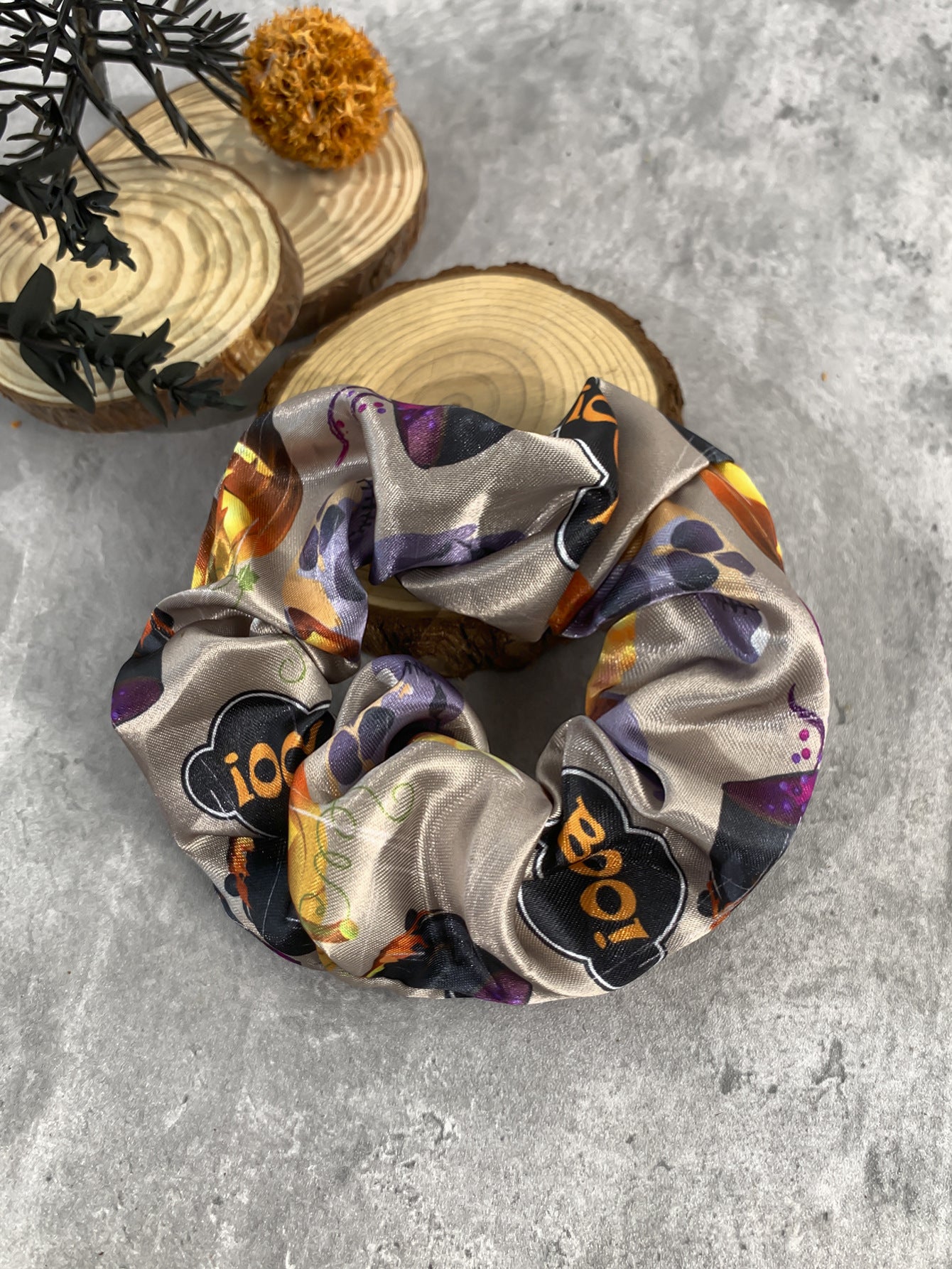 Wholesale Halloween Pumpkin Ghost Bat Large Intestine Hair Scrunchies ACC-HS-Mulin006