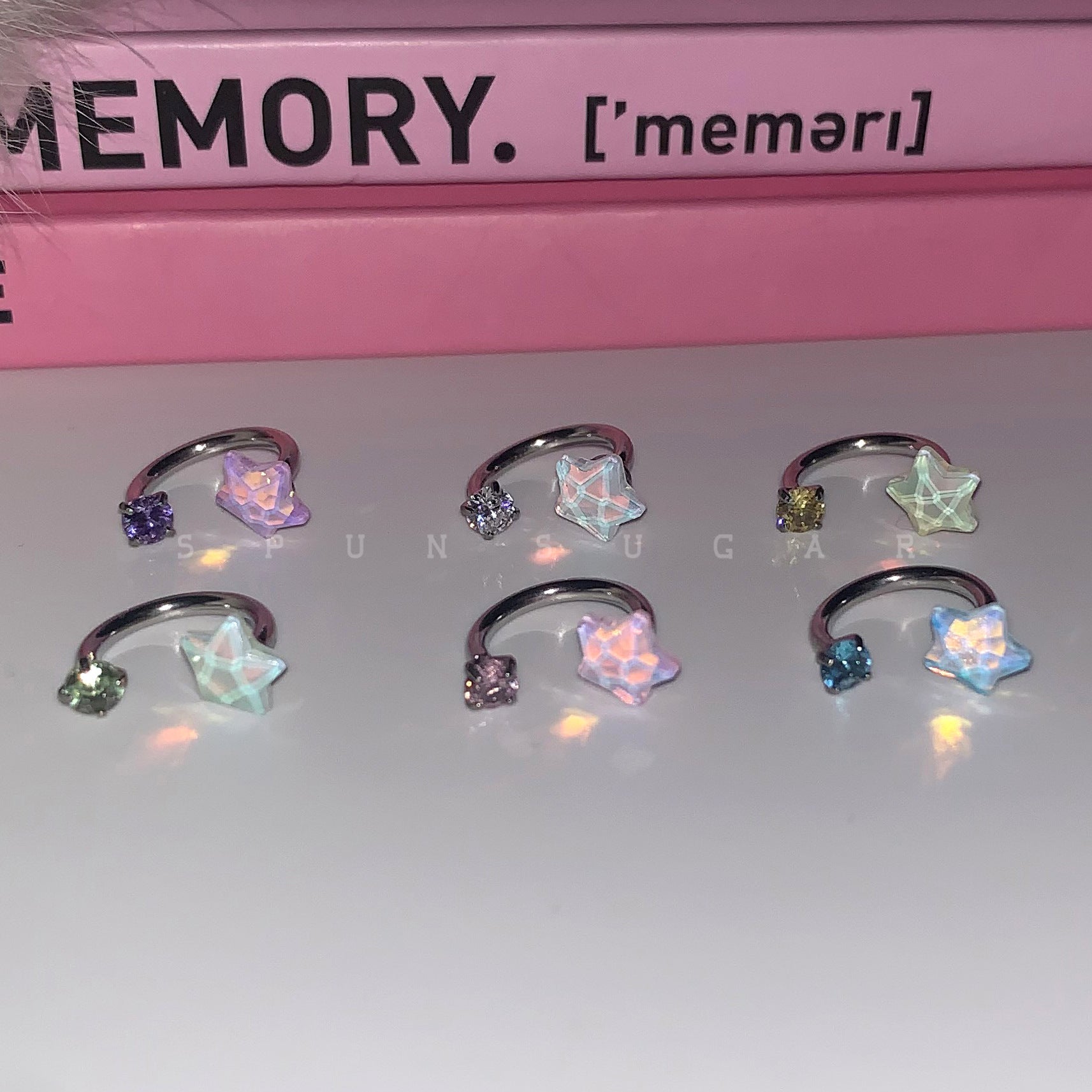 Wholesale Colorful Star Horseshoe Earrings Titanium Steel Double Diamond  Earrings