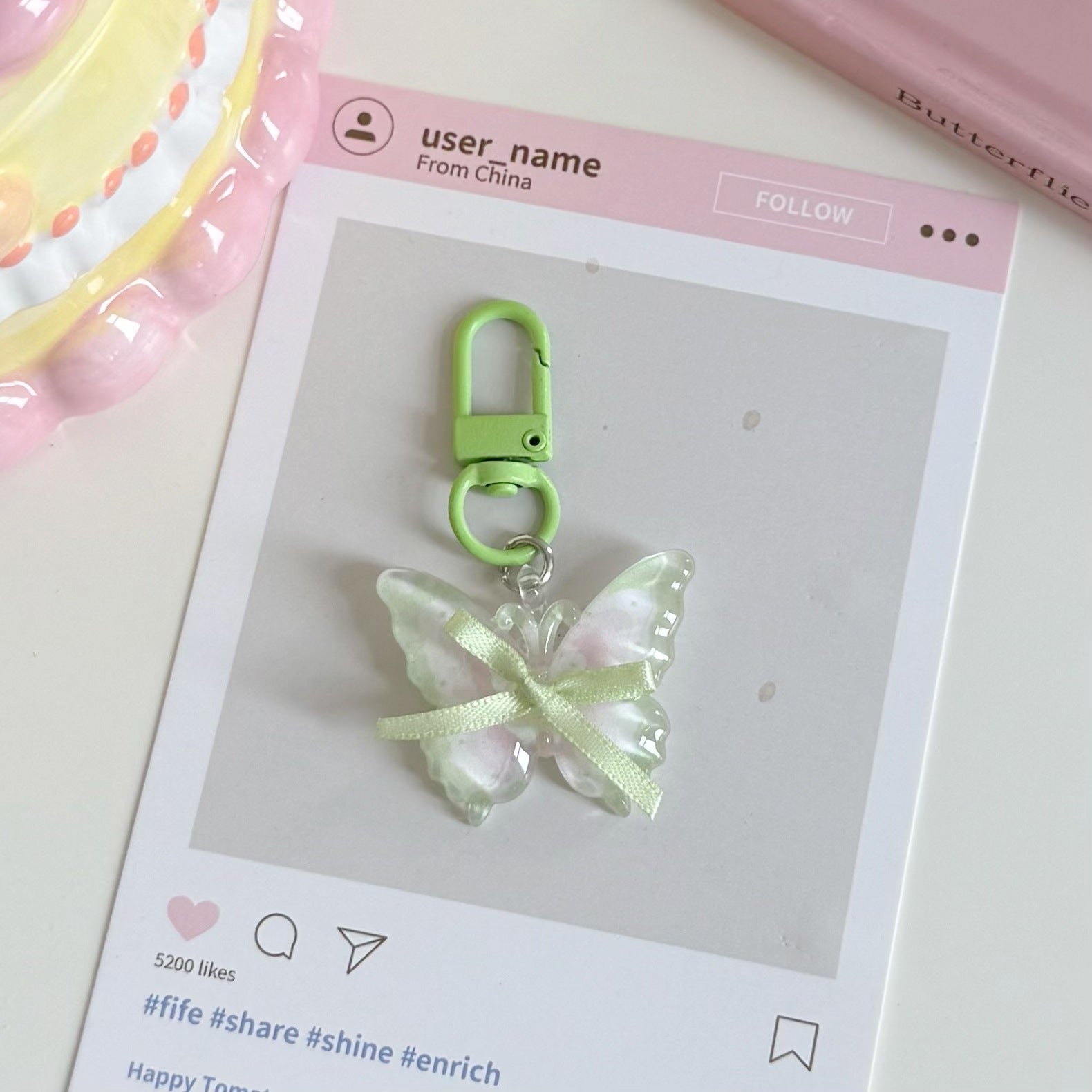 Wholesale Fairy Butterfly Transparent Plastic Keychain,  Chic Bag Charm Gift for Girls