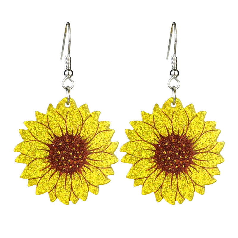 Wholesale 2 Pairs/pack Shiny Thanksgiving Day Turkey Pumpkin Pie Maple Leaf Coffee Sunflower Acrylic Earrings ACC-ES-HY149