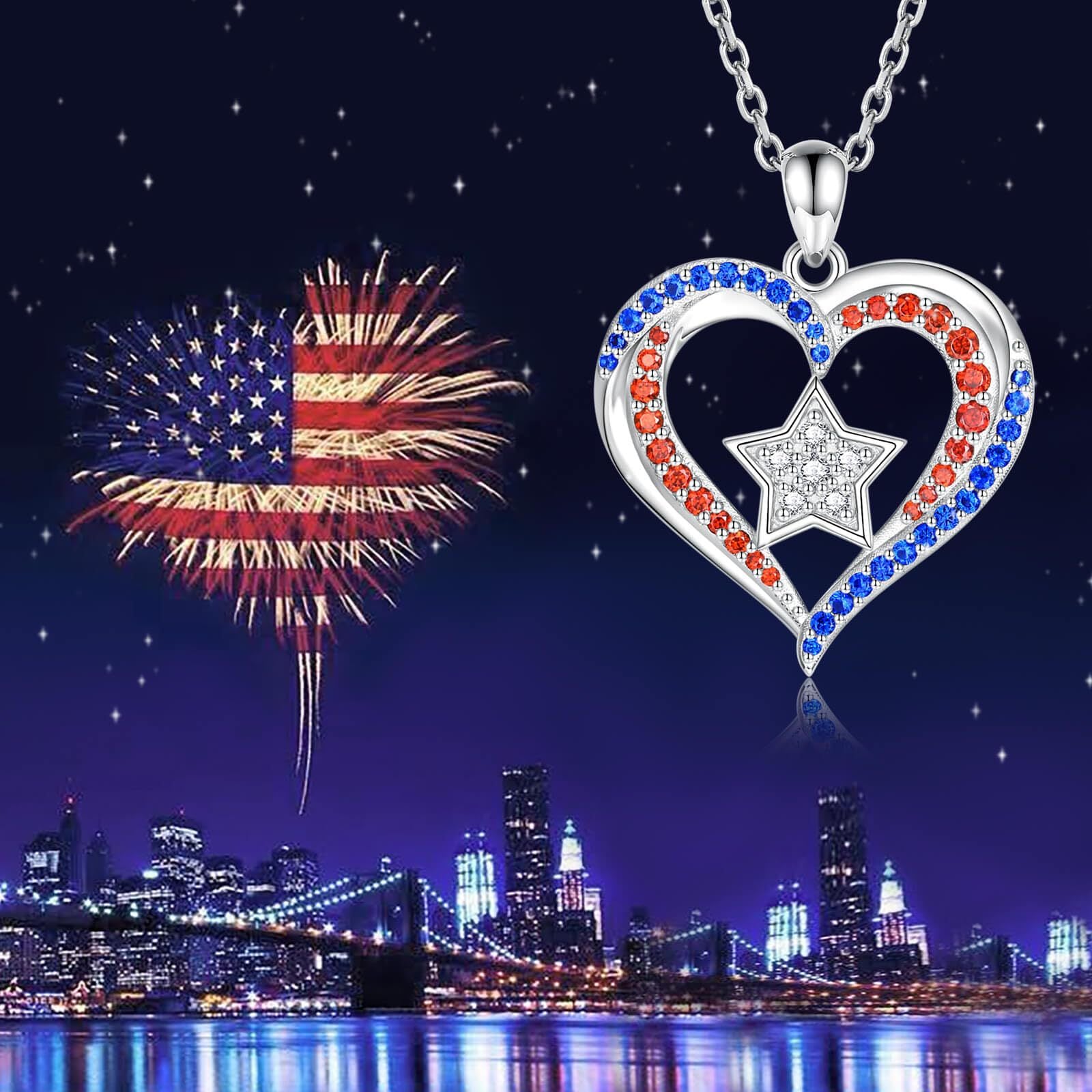 Wholesale  Independence Day Diamond-encrusted Love Clavicle Chain