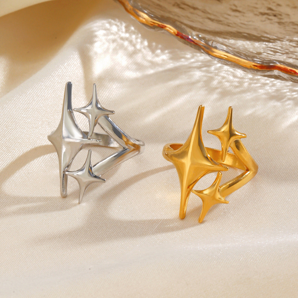 Wholesale Modern Star Opening Ring Stainless Steel Fashion Jewelry Accessory for Everyday Wear