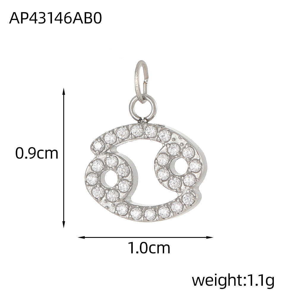 Wholesale Twelve Zodiac DIY stainless steel micro-inlaid diamond pendant