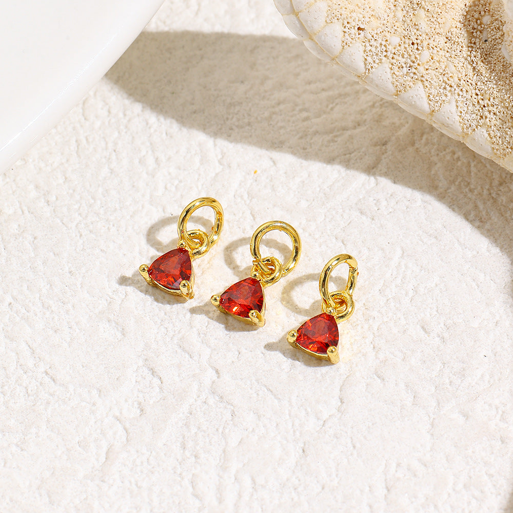 Wholesale Geometric triangle colored zircon small pendant